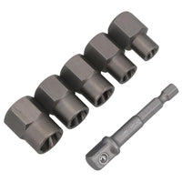 Lot de 6 extracteurs de boulons de 3/8" pour perceuse ou entraînement, écrous de roue de 6 à 12,7 mm