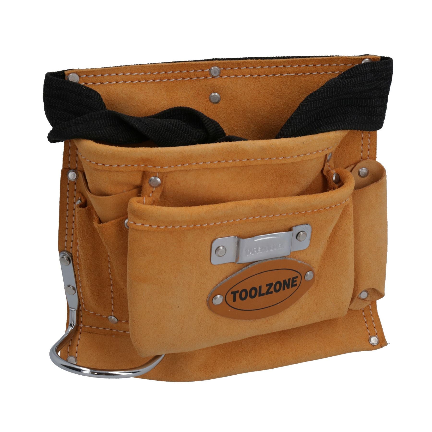 Leather Toll Belt Roll Pouch Holder with Adjustable Web Belt Buckle Clip 5 Pocket
