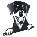 Black Metal Peeking Rottweiler Silhouette with Fixing Plate Garden Ornament Gift
