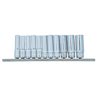 Douilles profondes doubles métriques MM à entraînement 1/4" 11 pièces 4 mm - 13 mm 6 faces par Bergen