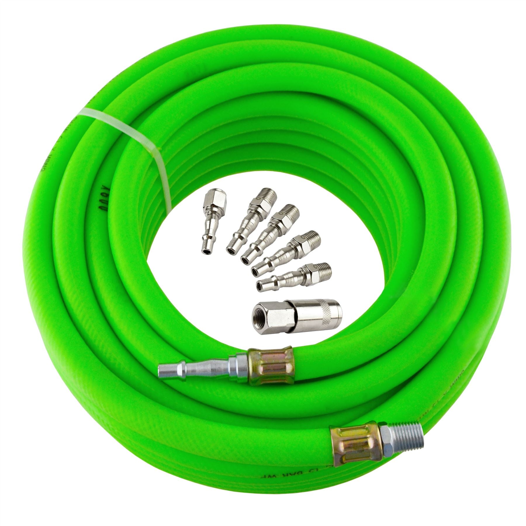 Airline Air Hose High Vis 8mm 10m 33ft Compressor with Quick Release Fittings