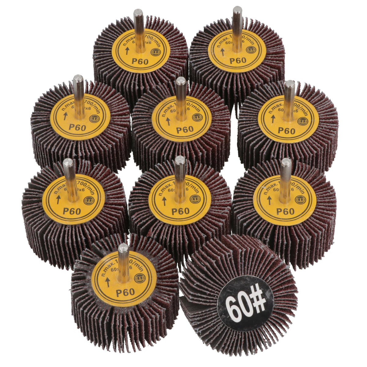 60mm 60 Grit Abrasive Flap Wheel Discs Sanding Rust Removal 6mm Shank