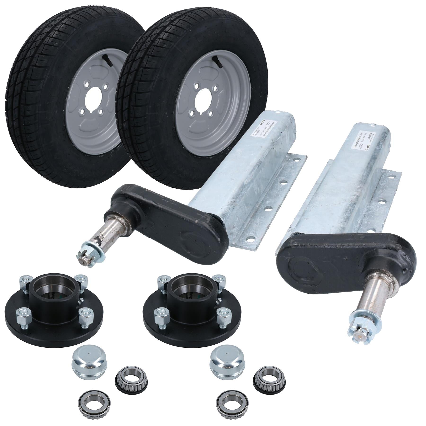 750kg Trailer Suspension Units Wheels Tyre 145 x 10" 4PLY 4"PCD 4 Stud Hub Bearing