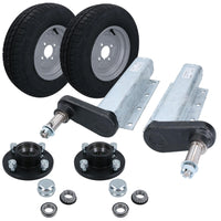 750 kg Anhänger-Aufhängungseinheiten, Räder, Reifen 145 x 10 Zoll, 4-lagig, 4 Zoll PCD, 4 Bolzen, Nabenlager
