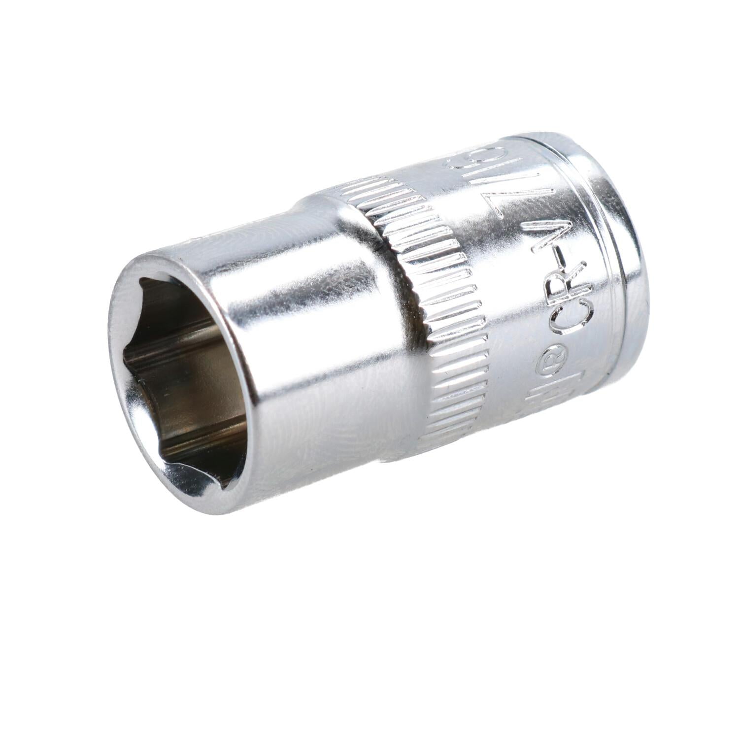 7/16" Imperial 6 Point 3/8" Drive Shallow Socket SAE AF Chrome Vanadium Steel