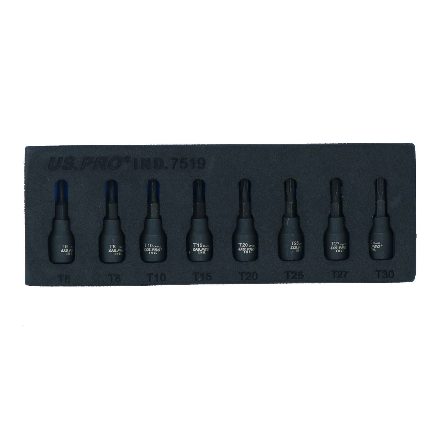 1/4in Drive Male Torx Star Impacted Impact Shallow Sockets T6 – T30 8pc Set
