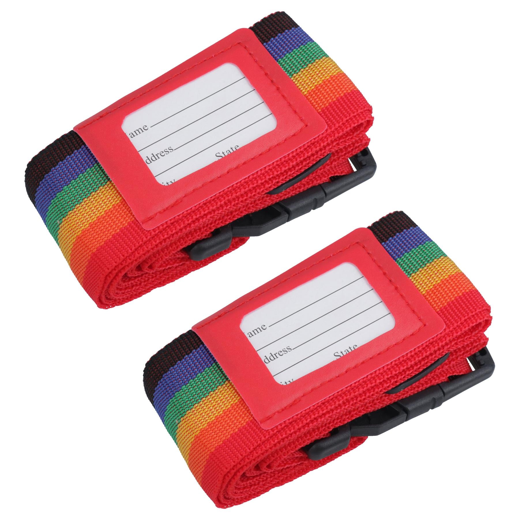 Adjustable Multicoloured Rainbow Luggage Suitcase Belt Strap Travel with Tags