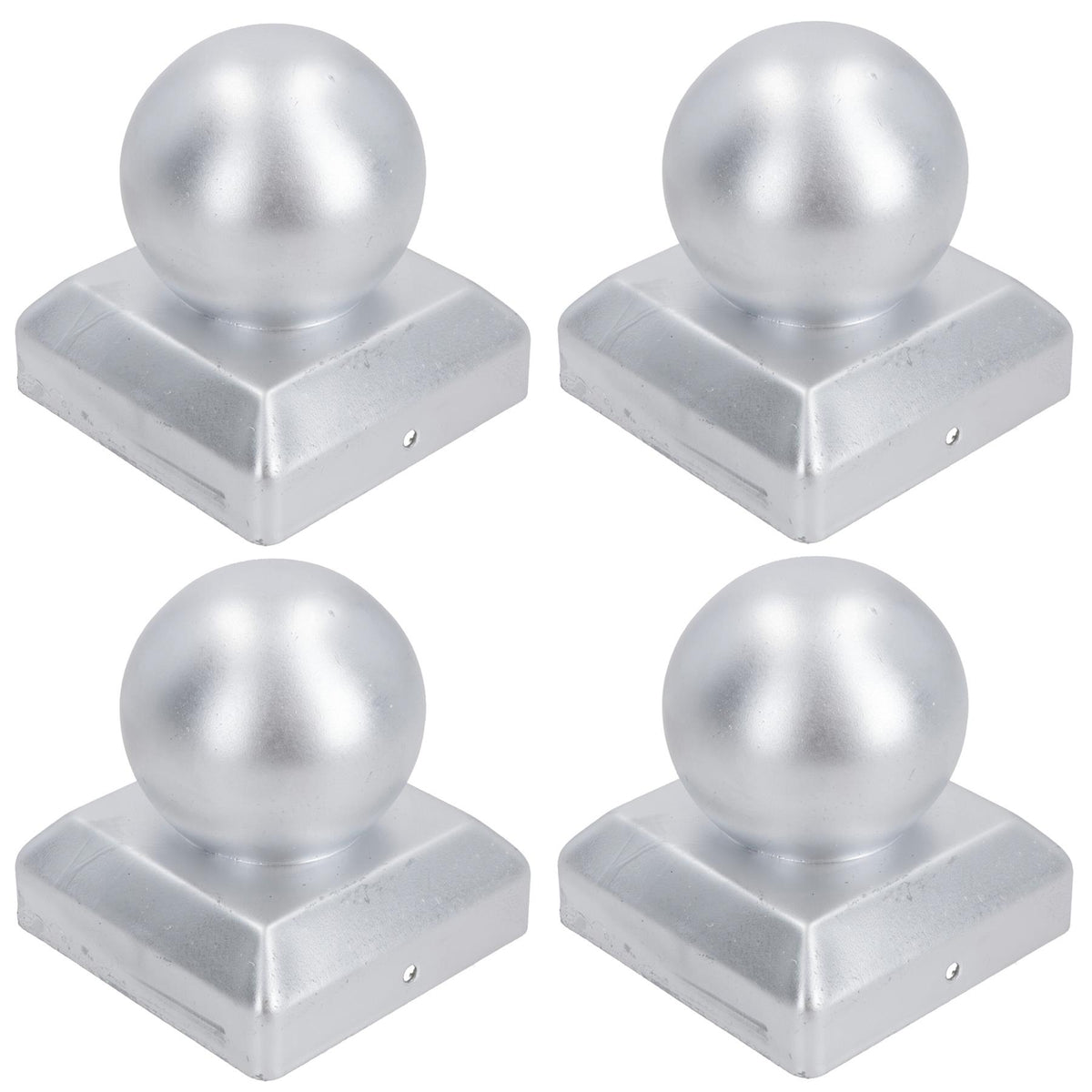 Metal Fence Post Caps Round / Ball 100mm x 100mm Protector Cover Silver