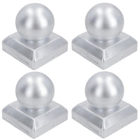 Metal Fence Post Caps Round / Ball 100mm x 100mm Protector Cover Silver