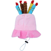 Pink Dog Plush Happy Birthday Candle Cake Hat Dog Novelty Hat Birthday Gift