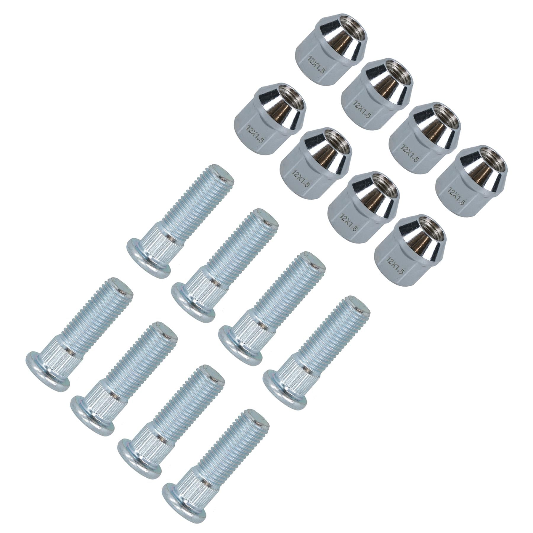 Pack of 8 M12 x 1.5 Wheel Studs And Nuts For 100mm PCD Trailer Hubs