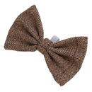 One Size Stylish Brown Tweed Dog Bow Tie For Fashionable Dogs With Collar Loop