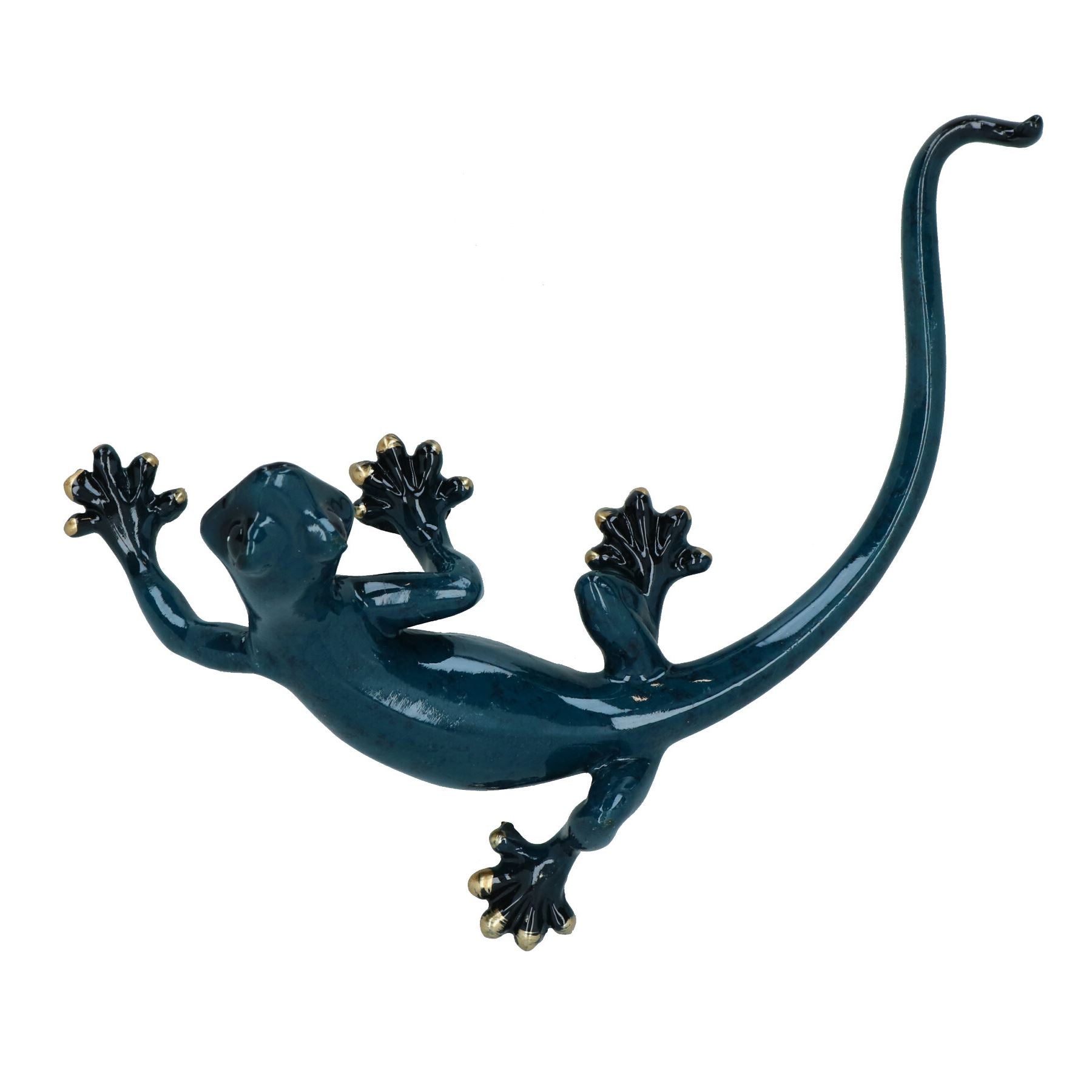 Blue Gecko Lizard Resin Wall Shed Sculpture Garden Statue Ornament Full Set