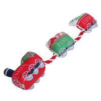 Dog Christmas Santa Paws Express Rope Plush Toy  Squeaky Rope Play Xmas Gift