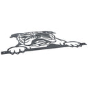 Black Metal Peeking Bulldog  Silhouette with Fixing Plate Garden Ornament Gift