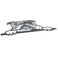 Black Metal Peeking Bulldog  Silhouette with Fixing Plate Garden Ornament Gift
