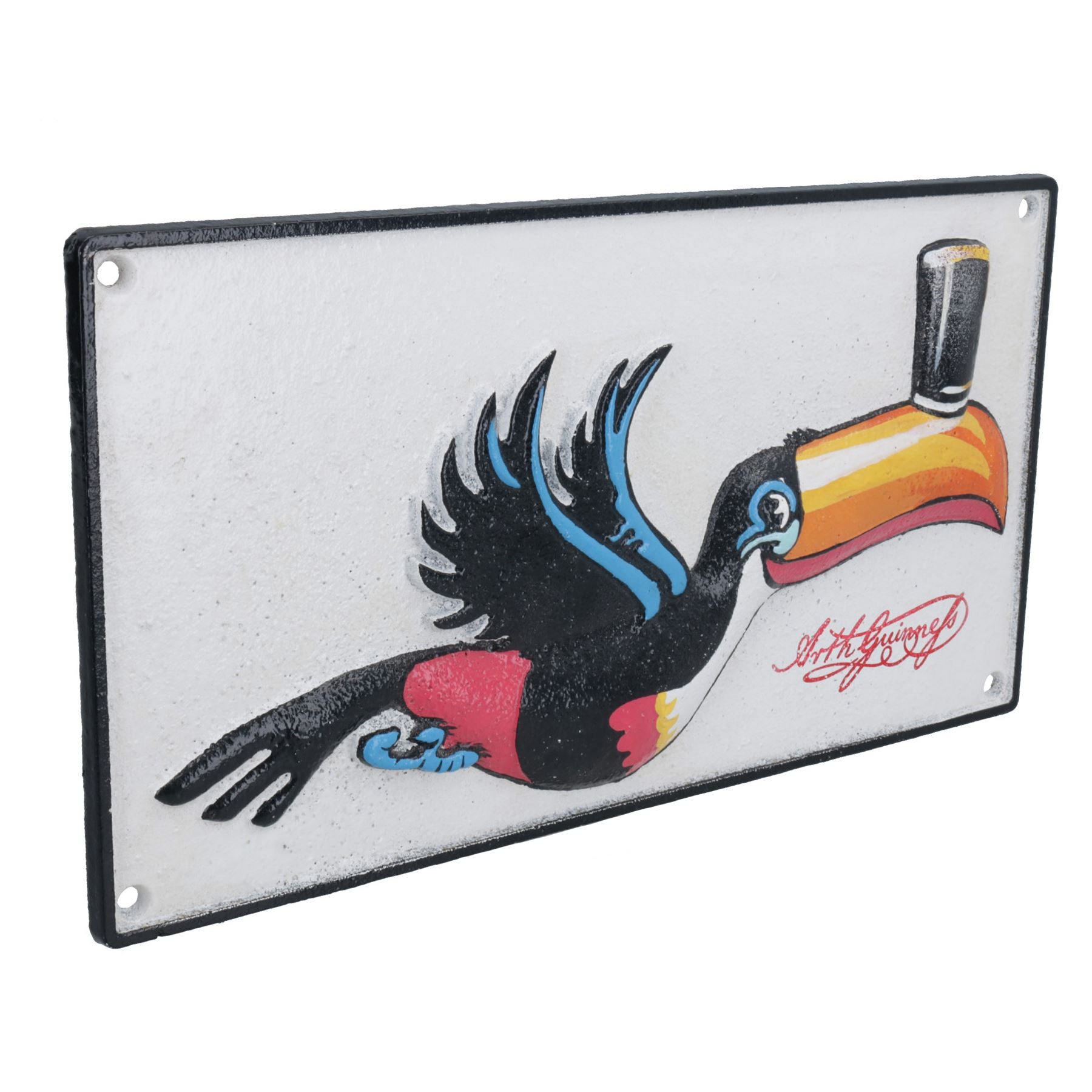 Panneau routier Guinness Flying Toucan Logo Brasserie Dublin Plaque en fonte Pub Bar