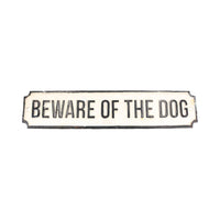 Beware of the Dog Long Cast Iron Sign Plaque Wall Fence Gate Post House Home