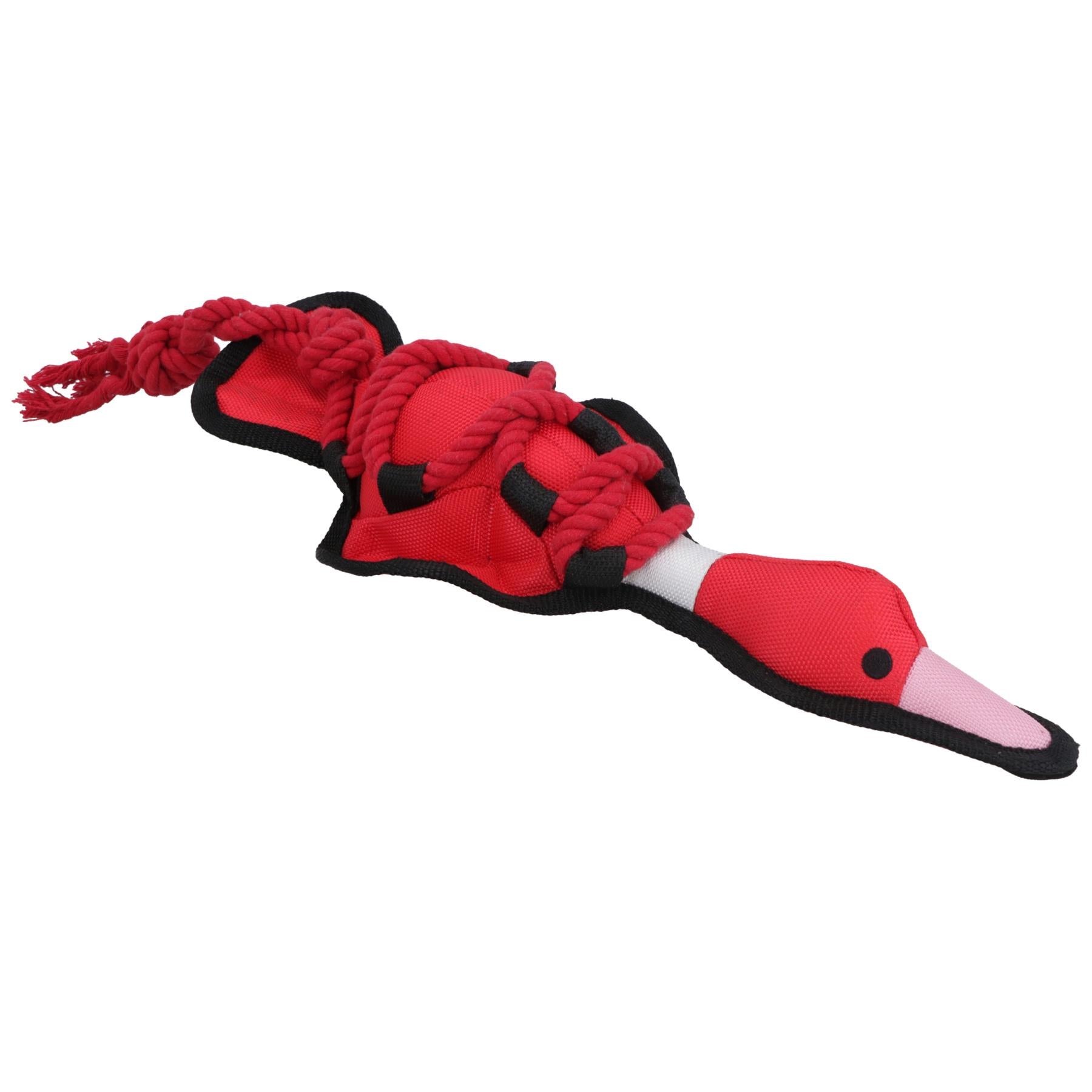 Red Cross Tug Rope Duck Doy Play Toy With Squeak 40x18x6cm