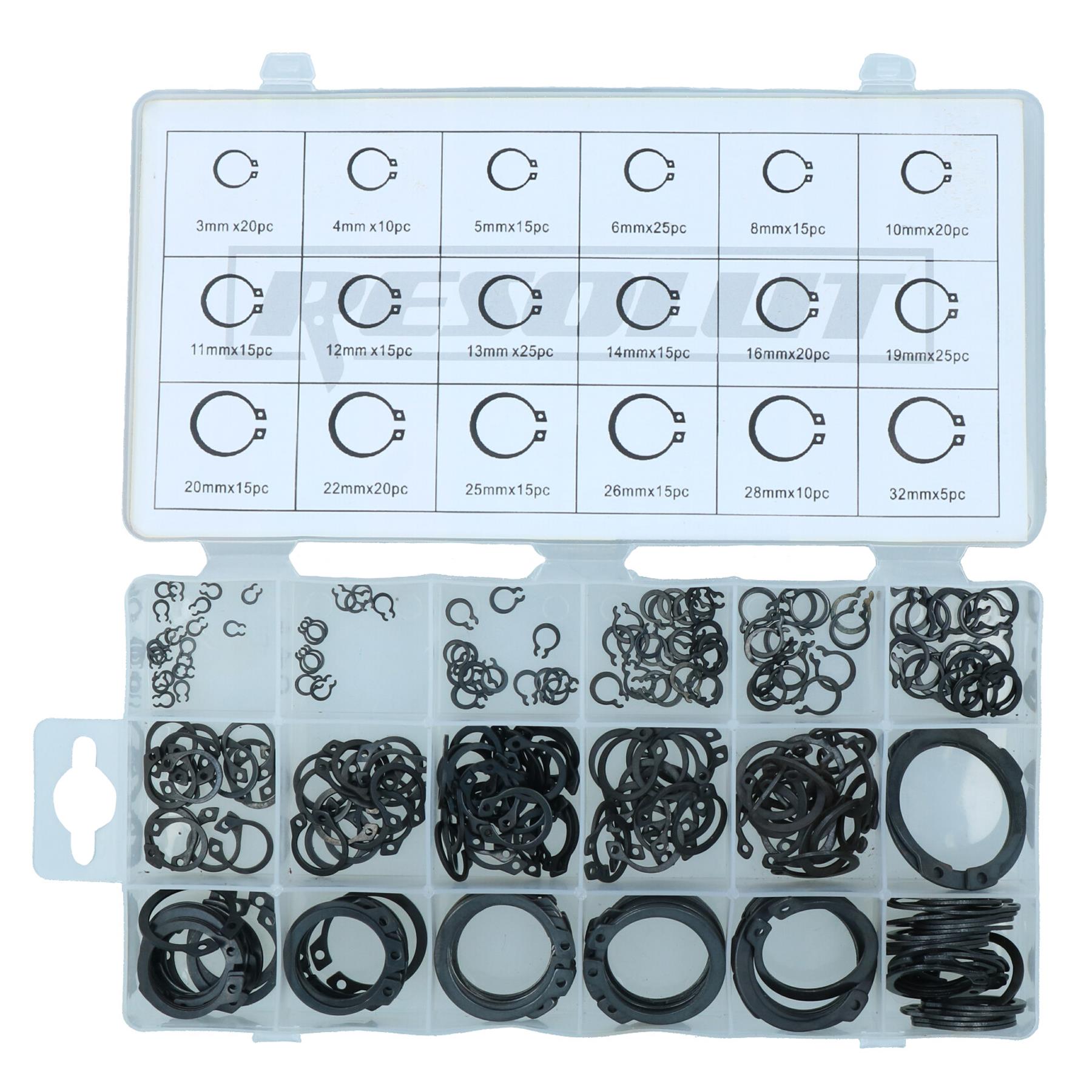 External Retaining Circlips Snap Rings Circlip Set Metric Sized 3 – 32mm 300pc