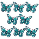 Set of 8 Blue Small Metal Butterflies Garden/Home Wall Art Ornament