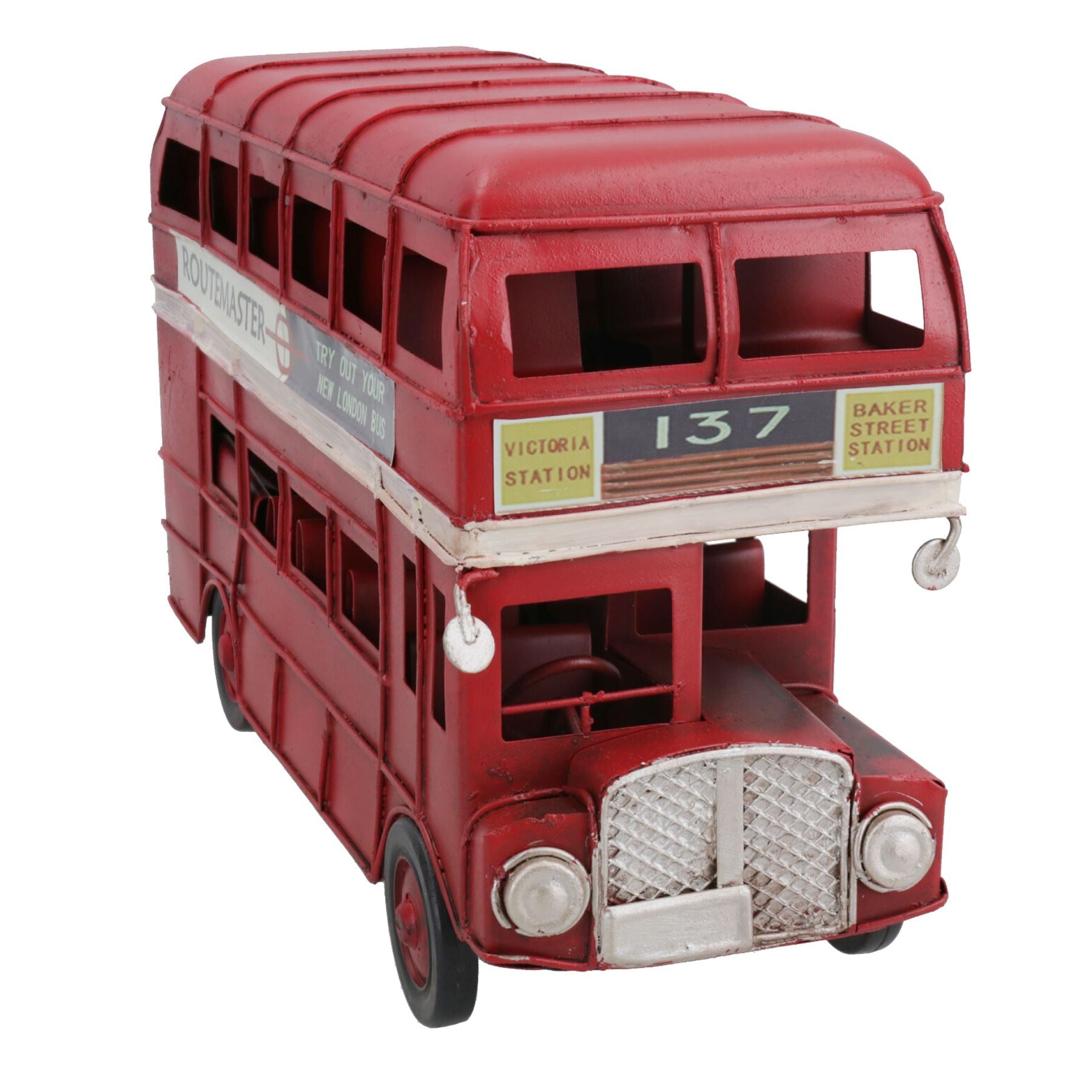 Quality Historical Metal Vintage London Bus Metal Model Replica Ornament Gift