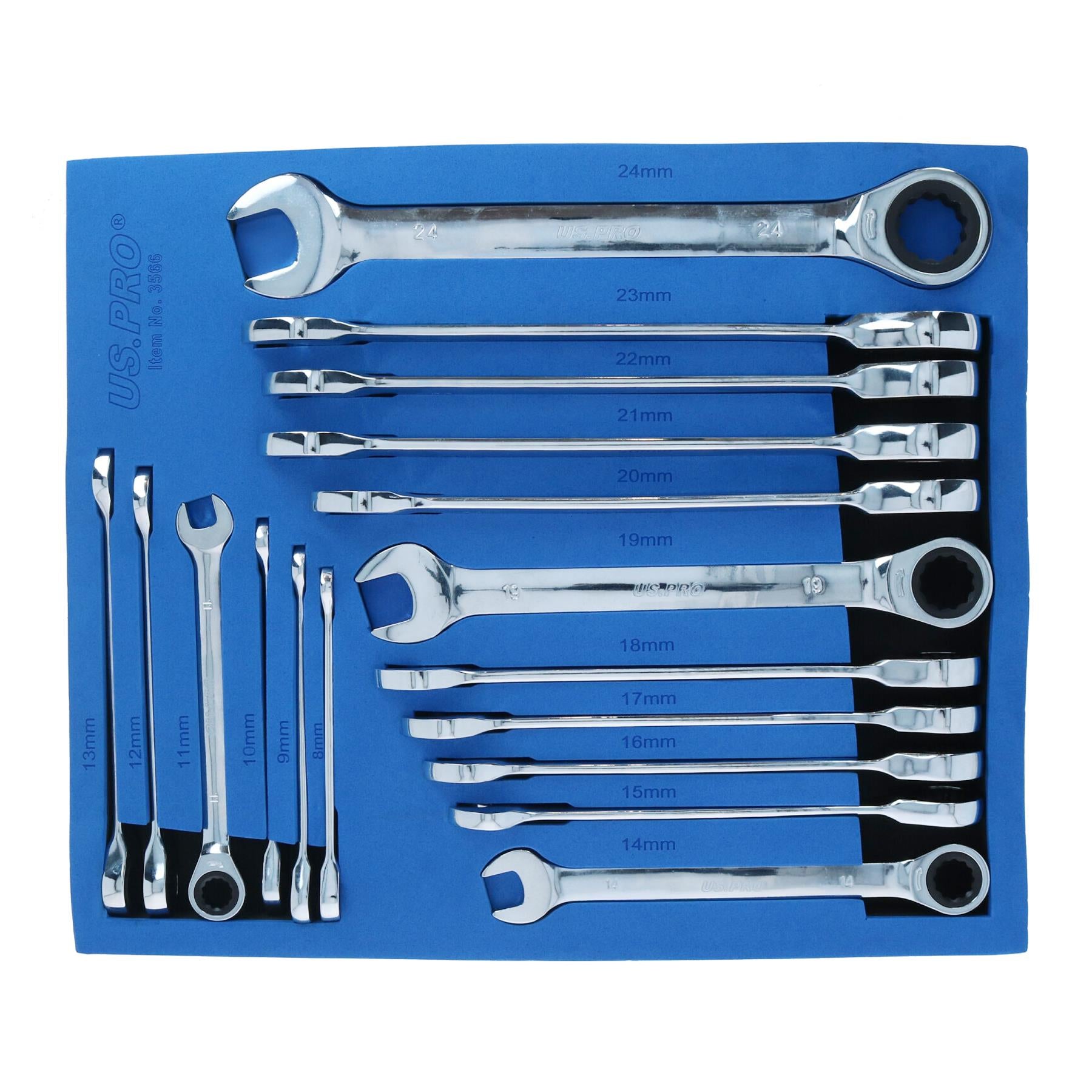 17pc Metric Gear Ratchet Combination Spanner Wrench 72 Teeth 8 – 24mm