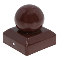 Metal Fence Post Caps Round / Ball 75mm x 75mm Protector Cover Brown