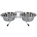 Double Diner Pet Bowl + Stand Stainless Steel Construction For Dog Food Water