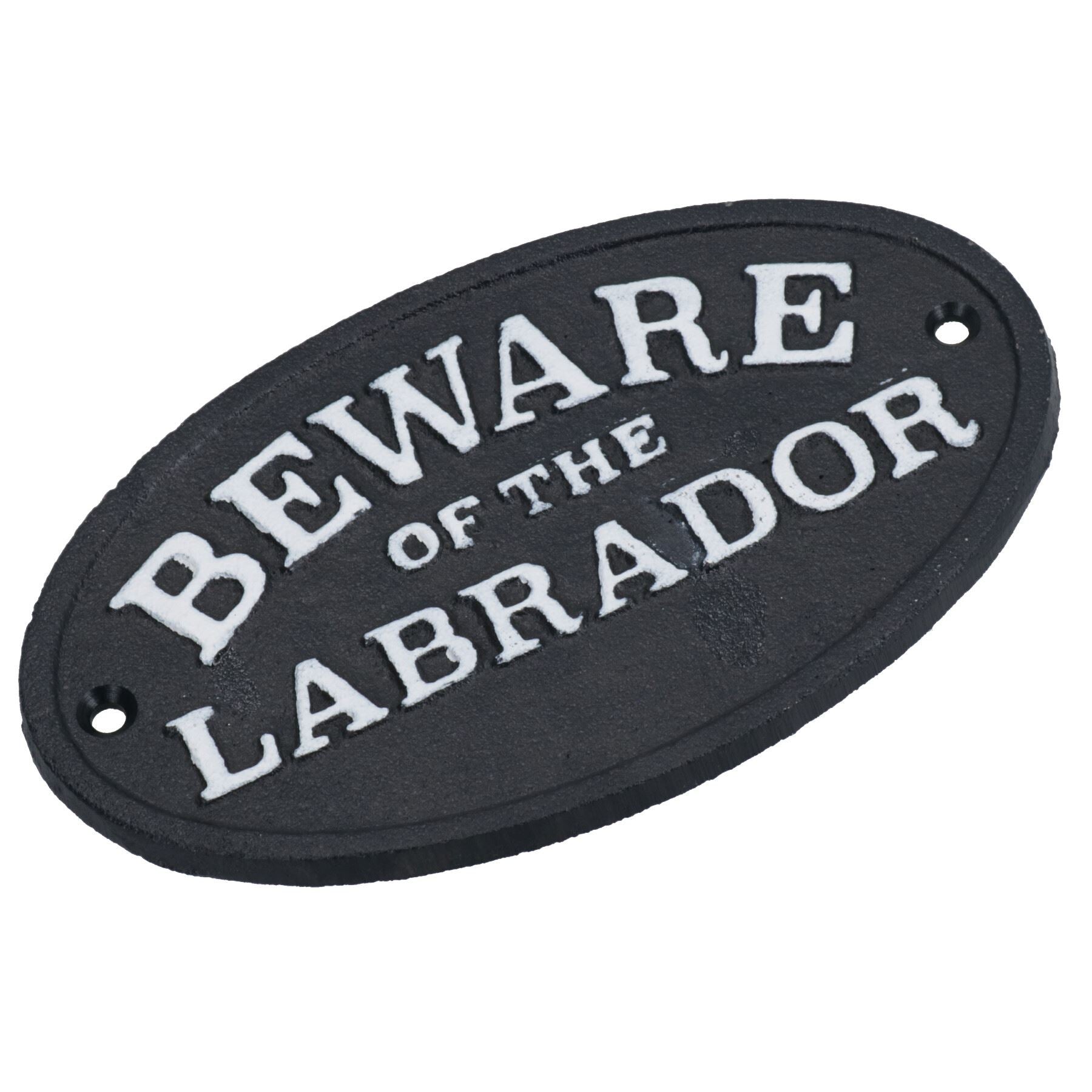 Beware the Labrador Dog Black Cast Iron Sign Plaque Door Wall House Gate Post