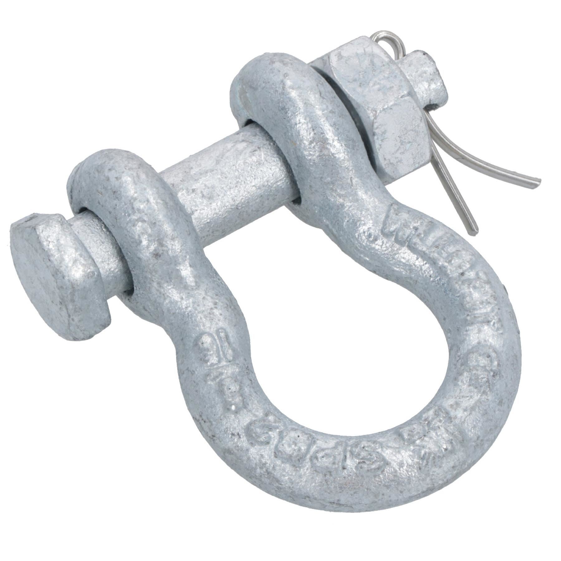 Galvanised Bow Shackle Safety Pin 5/16in (8mm) 0.75T to US Fed Spec