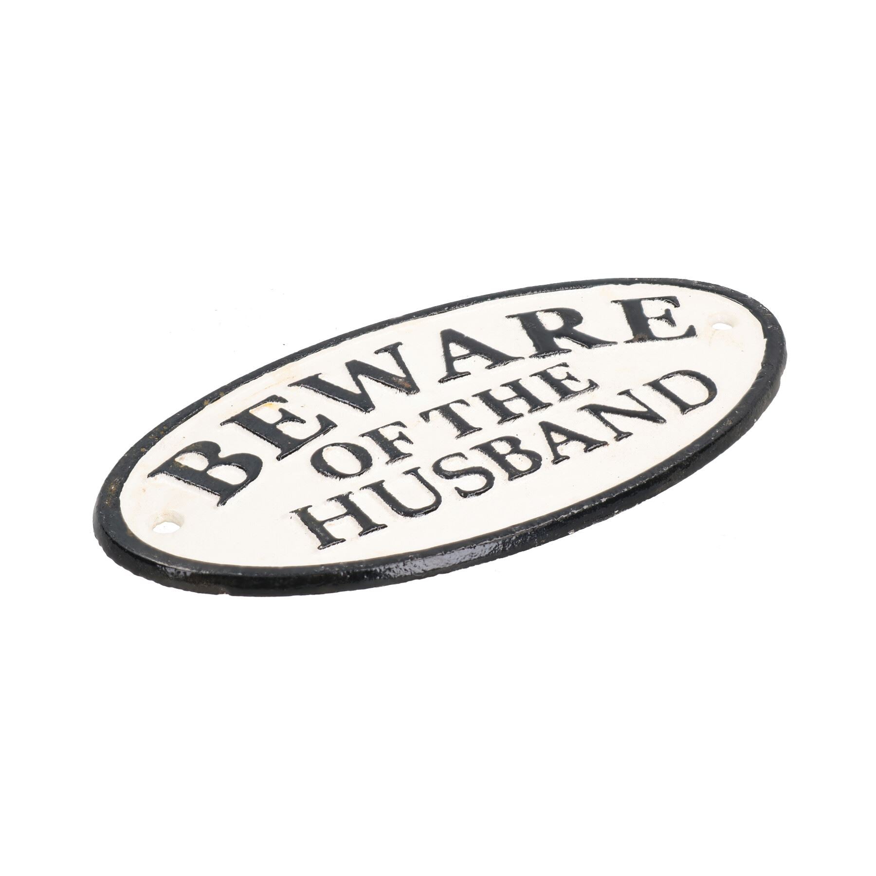 Beware of Husband Cast Iron Sign Plaque Door Wall House Fence Gate Garden