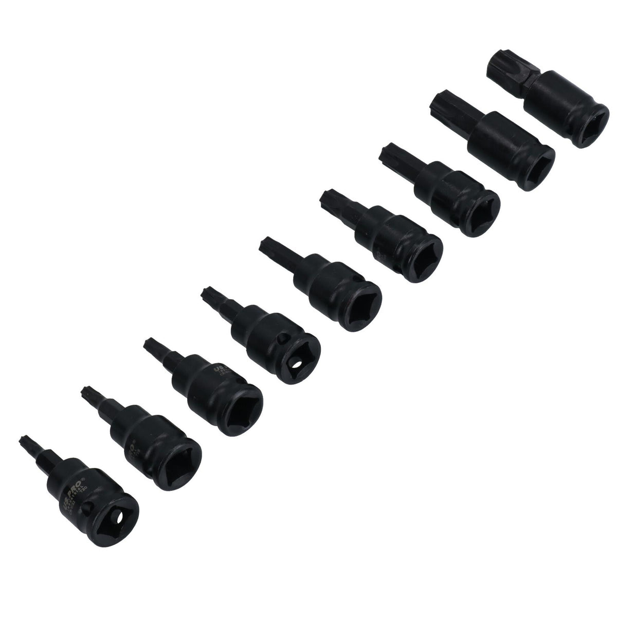 Douilles Torx / Star à impact, entraînement 3/8 po, courtes et courtes, T20 – T60, lot de 9 pièces