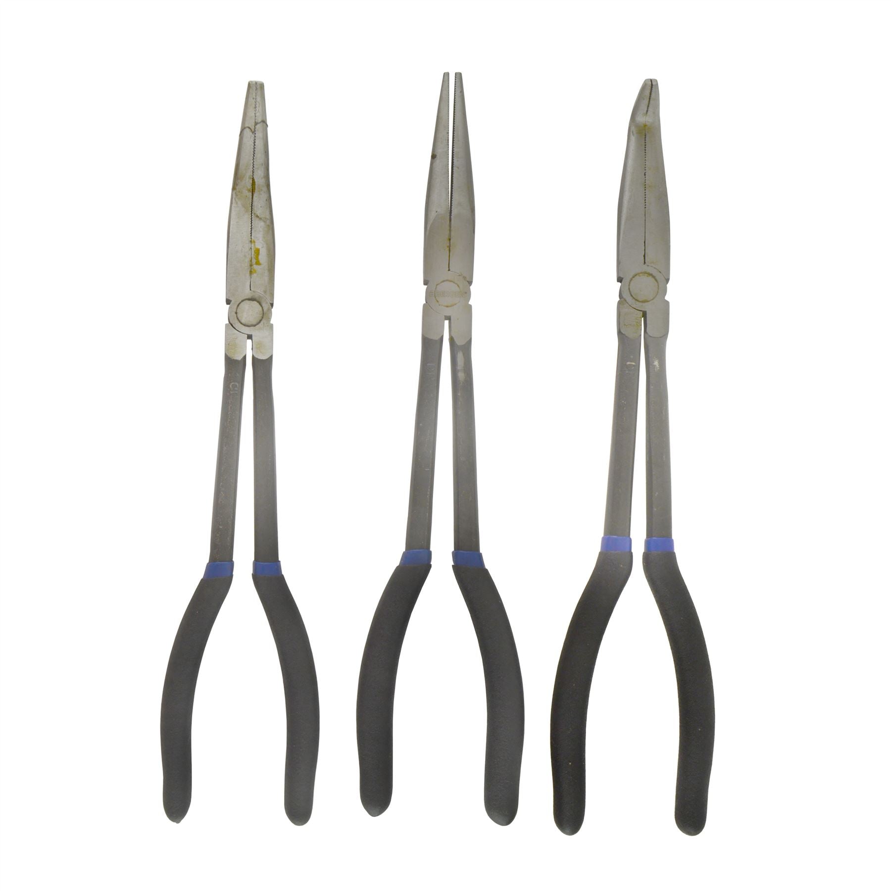 Long Nose Pliers Set Extra Long 3pc 11" / 285mm Straight Bent Angled
