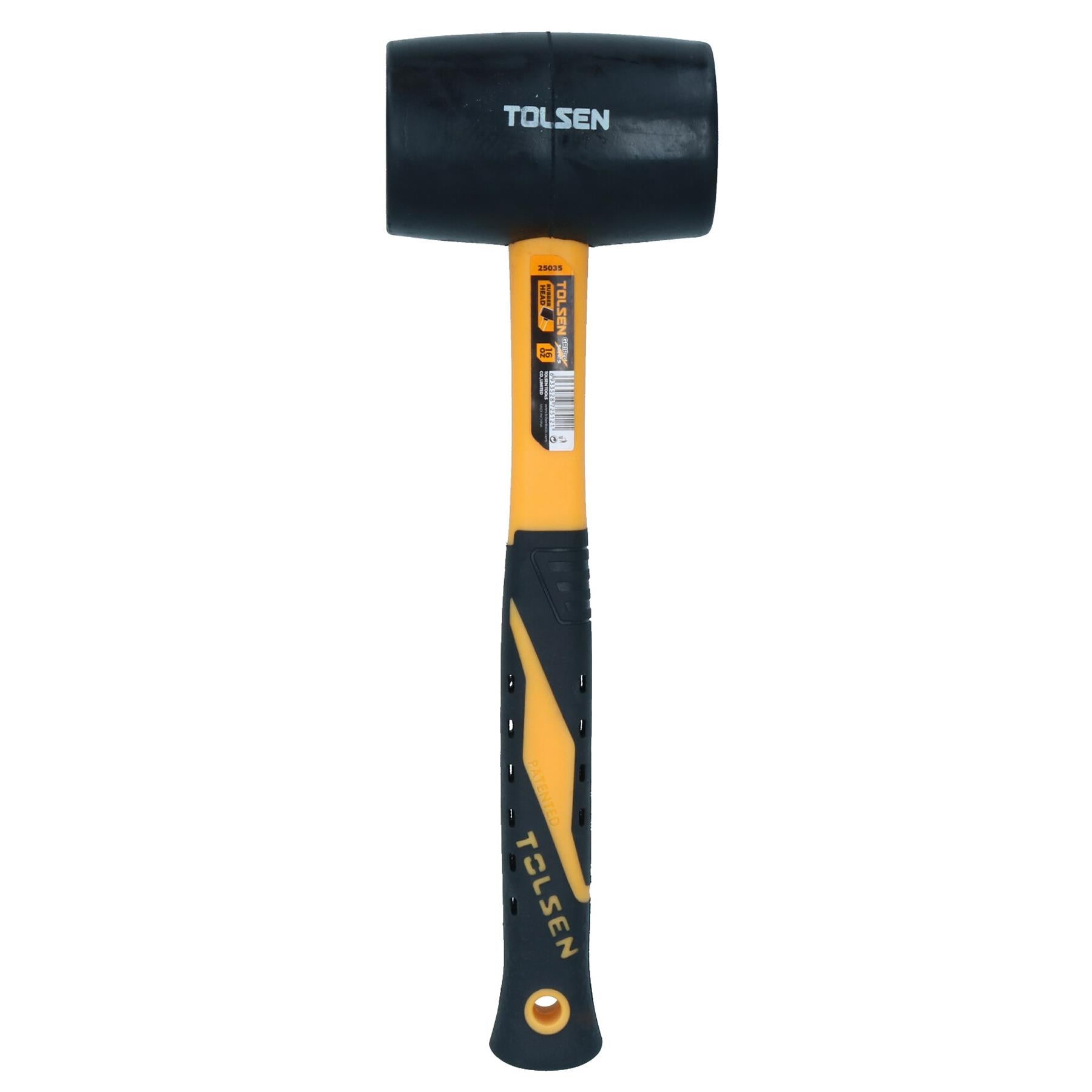 16oz Black Rubber Mallet Non Marking Hammer With Fibreglass Handle Shaft
