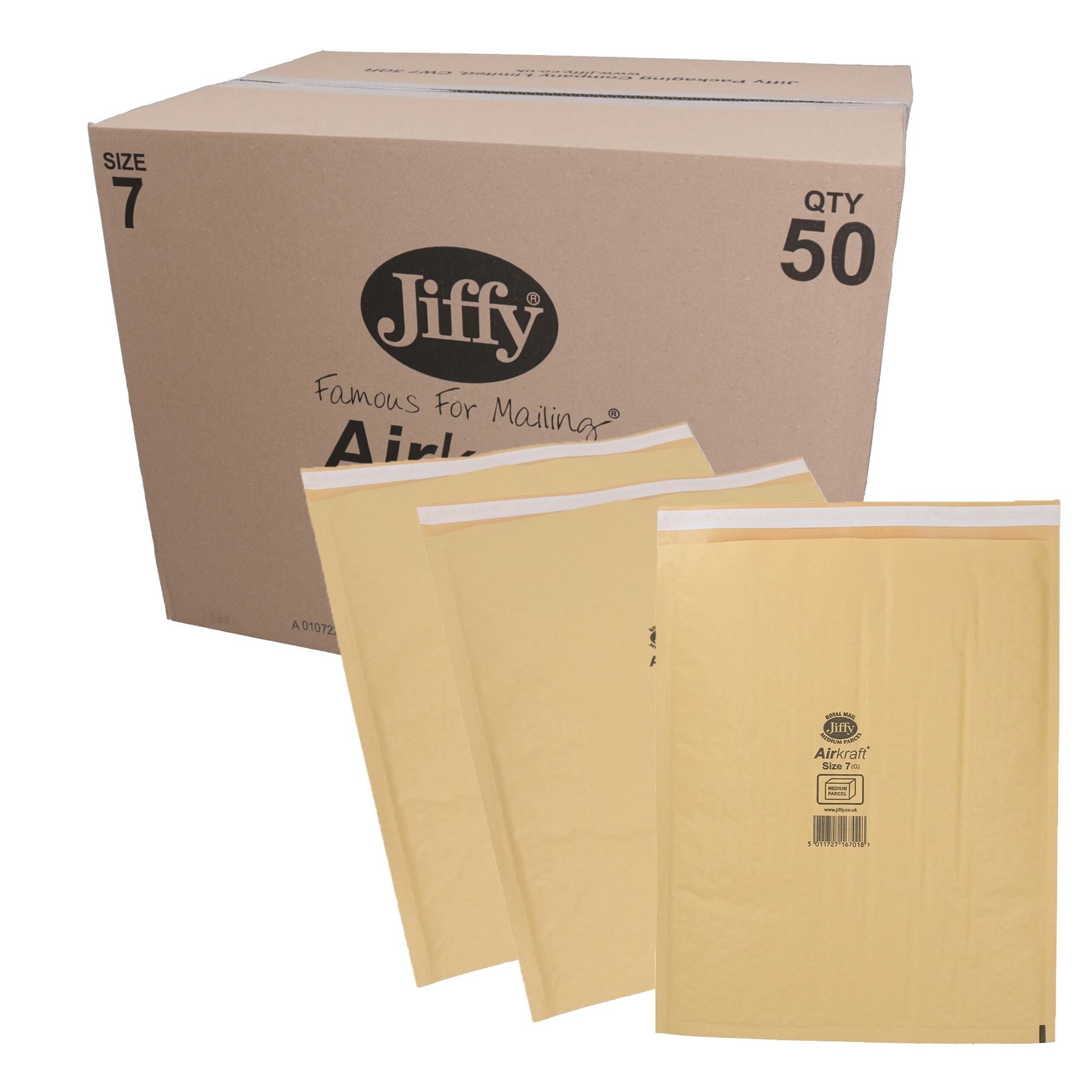 Lot de 50 enveloppes à bulles rembourrées en véritable or Jiffy Bag Airkraft, taille 7