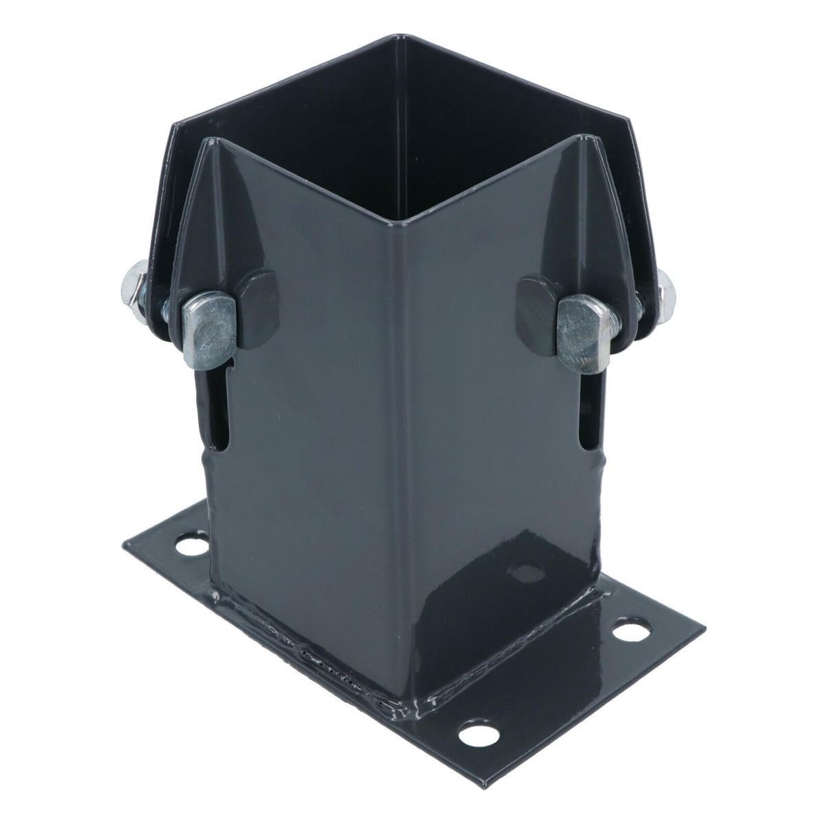 Grey Flush Fit Fence Post Bolt Down Shoe Holder Support 75mm x 75mm