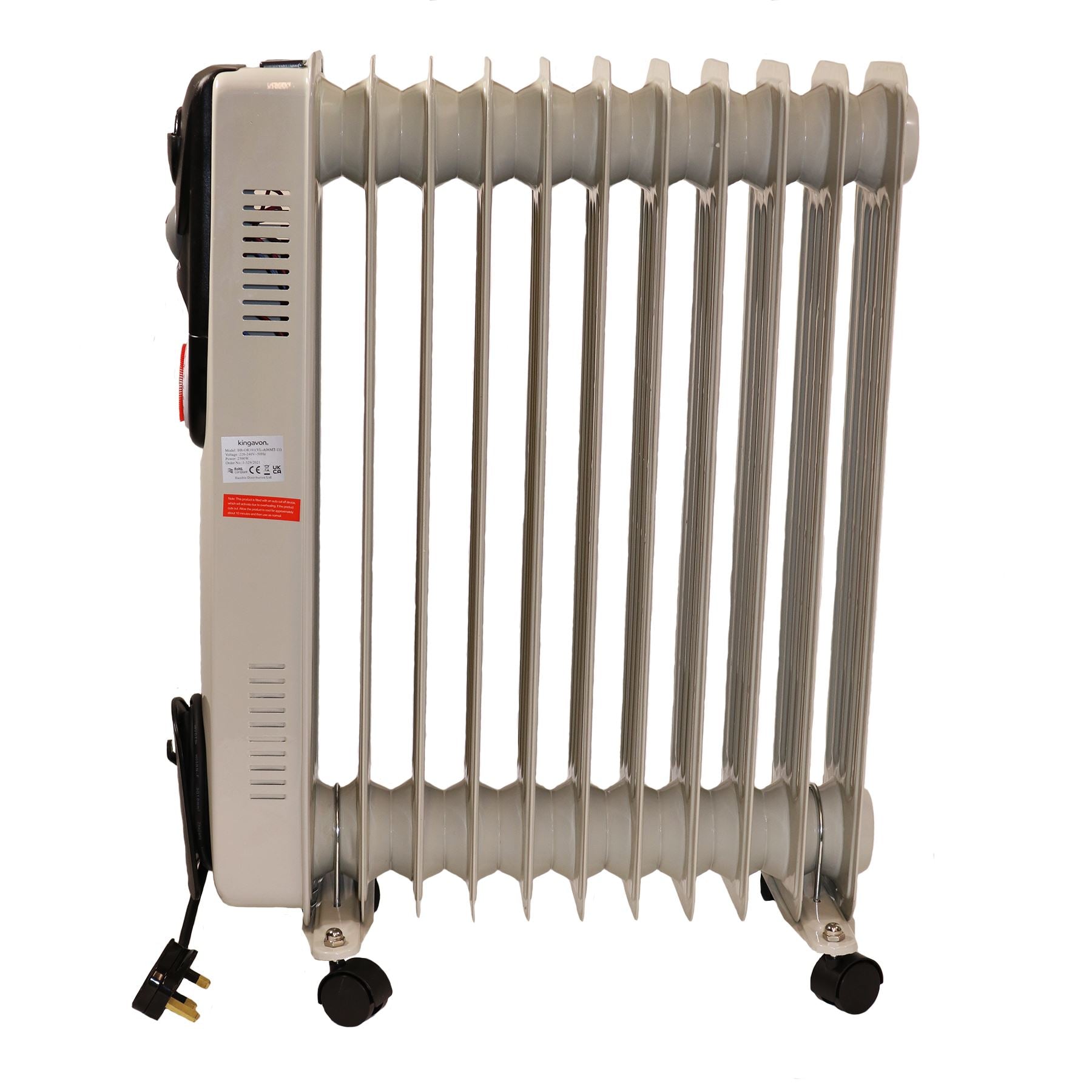 2.5KW 11 Fin Oil Filled Portable Electric Radiator Heater Adj Thermostat + Timer