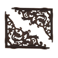 Supports d'angle Support d'étagère Feuille Feuilles Motif de volutes Décoration Marron Paire