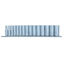 15pc 3/8" dr Deep Reach CRV Sockets On Rail 8-22mm Hex 6 Point Metric TE917