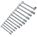 12-teiliger metrischer MM-Steckschlüssel mit flexiblem Kopf und Maulschlüssel 8 - 19 mm