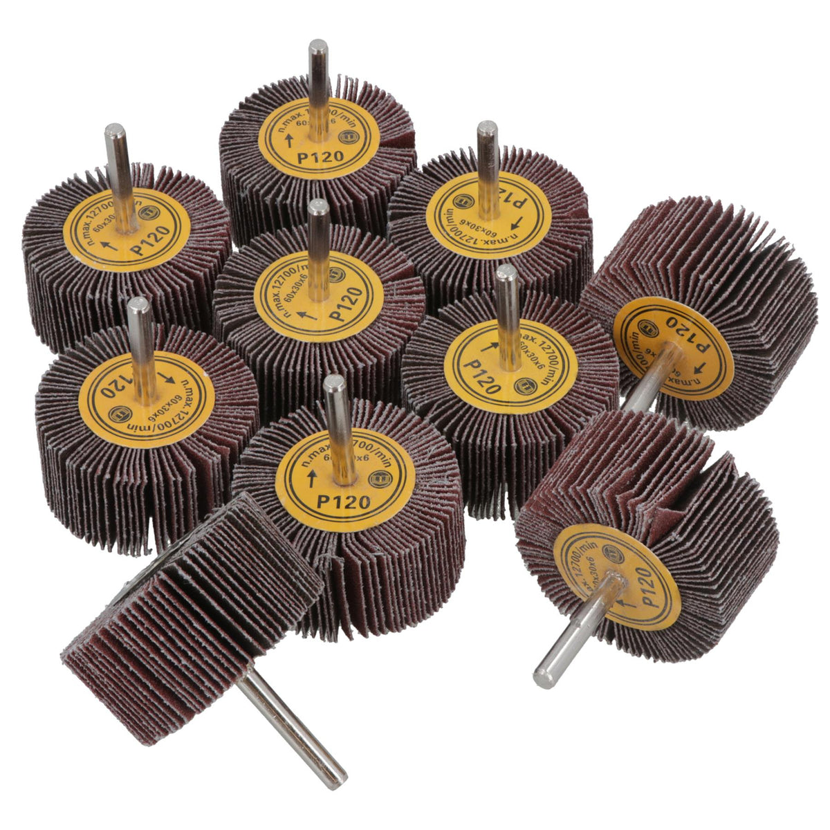 60mm 120 Grit Abrasive Flap Wheel Discs Sanding Rust Removal 6mm Shank