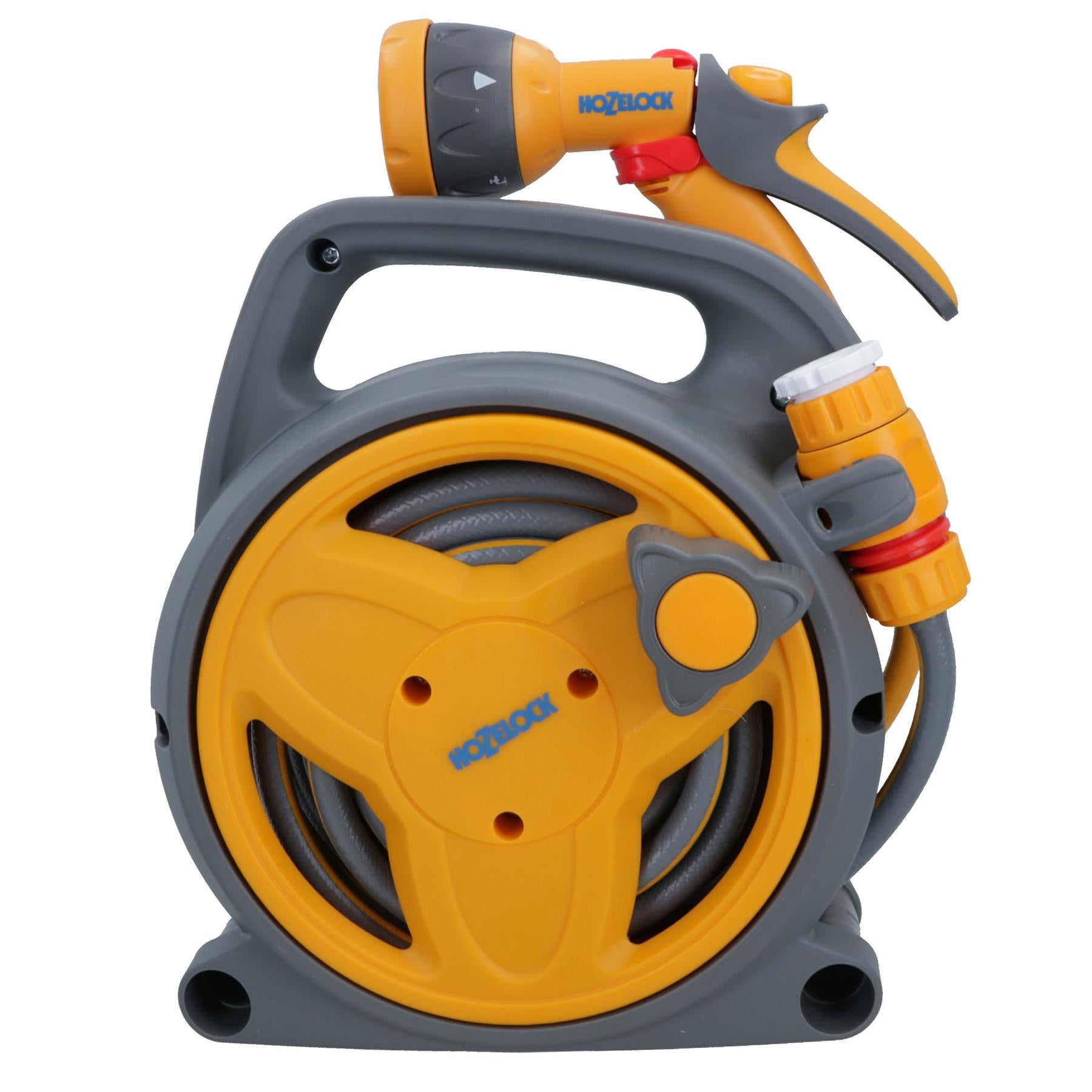Portable Compact Garden Watering 10m Hose Reel With Fittings And Multi Sprayer