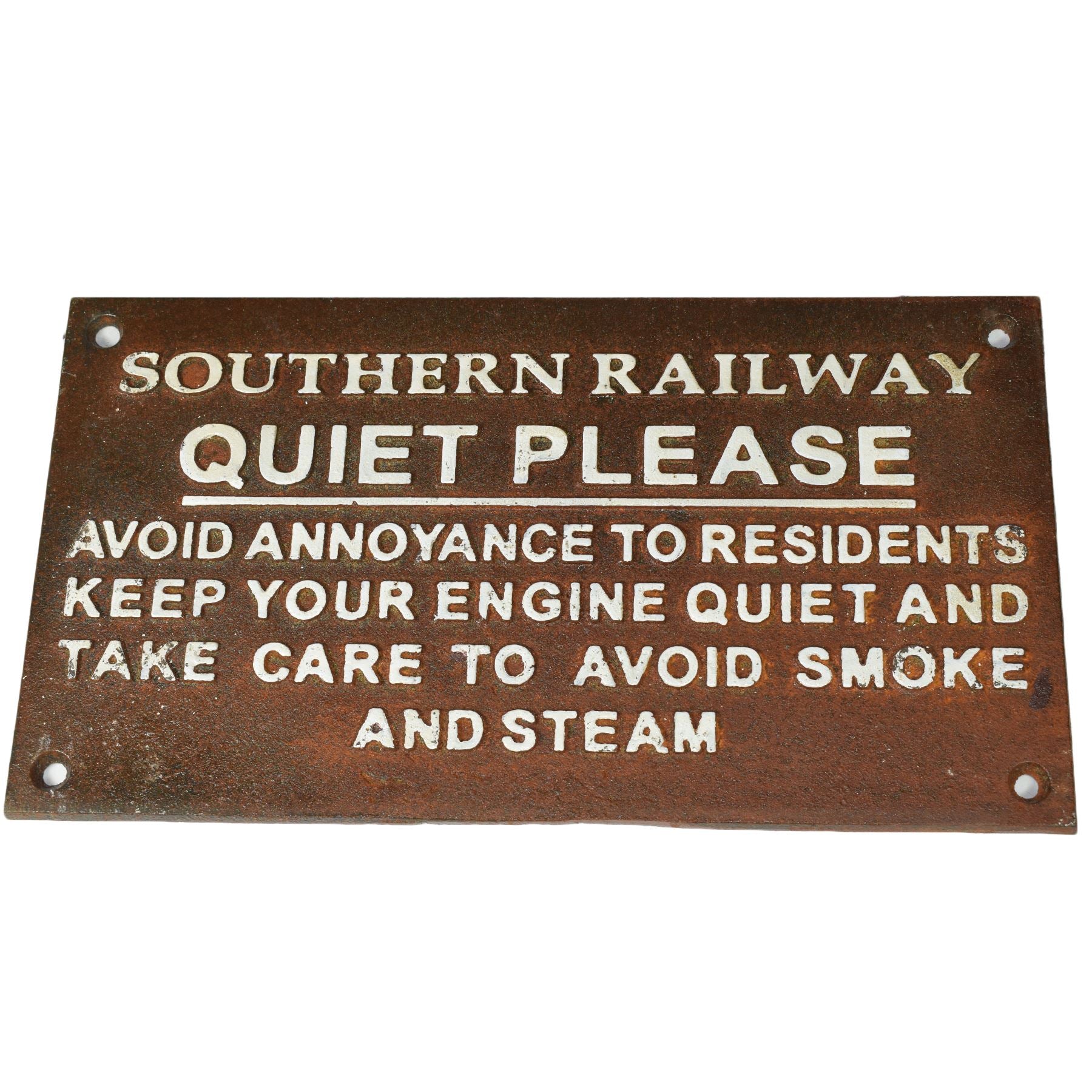 Southern Railway Quiet Please Gusseisen Schild Plakette Wand Zaun Torpfosten