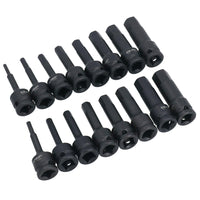 Metric 1/2in Drive Deep Impacted Hex Allen Key Bit Sockets 4mm – 19mm 16pc