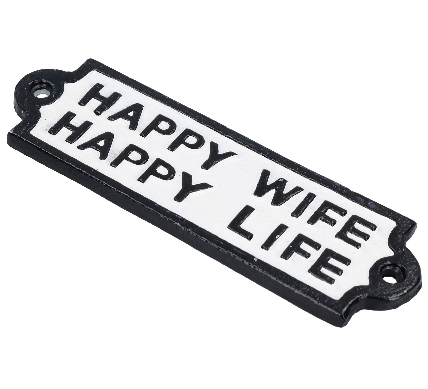 Schild „Happy Wife Happy Life“ aus Gusseisen, für Wand, Tür, Zaun, Tor, Pfosten, Haus