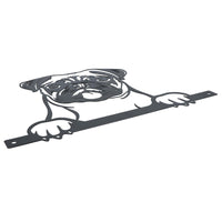 Black Metal Peeking Pug Silhouette with Fixing Plate Garden Ornament Gift