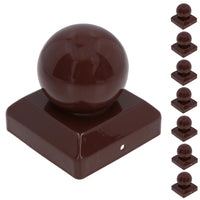 Metal Fence Post Caps Round / Ball 100mm x 100mm Protector Cover Brown
