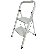 Foldable 2 Tread Step Ladder Non Slip Portable Stepladder Safety Steel Steps