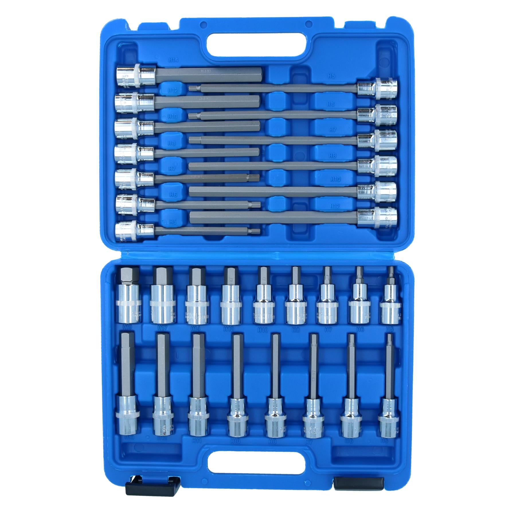 1/2" Drive Allen Hex Key Metric Sockets Shallow And Deep 5mm - 19mm 30pc